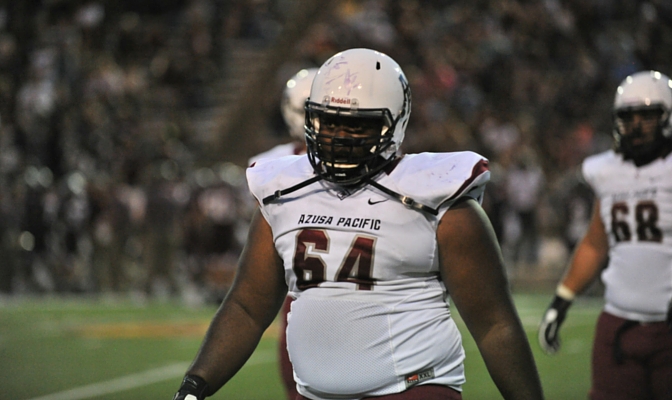 Jaylen Crutchfield is in his senior year as an offensive lineman for Azusa Pacific football.